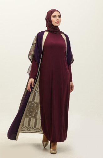 Robe Abaya Double Taille Plus 8105-04 Pourpre 8105-04