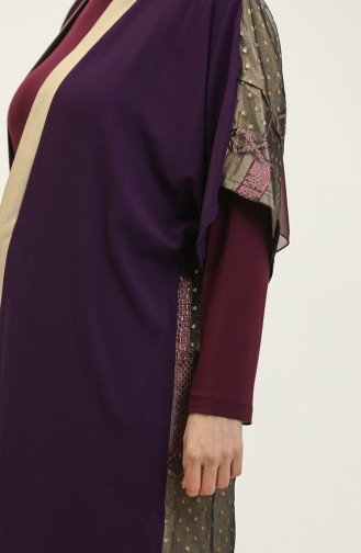 Plus Size Dress Abaya Two Piece Suit 8105-04 Purple 8105-04
