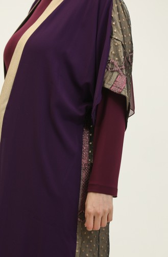 Robe Abaya Double Taille Plus 8105-04 Pourpre 8105-04