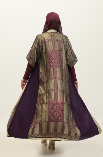 Robe Abaya Double Taille Plus 8105-04 Pourpre 8105-04