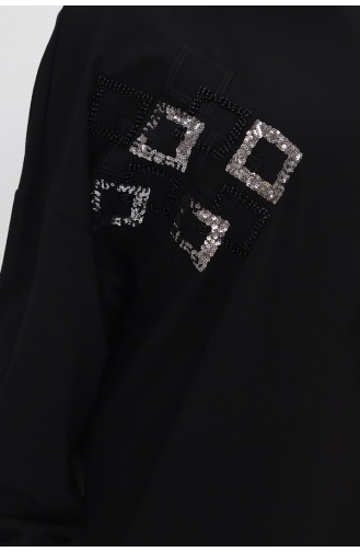 Score 2 Thread Fabric Beaded And Sequin Detailed Sweatshirt 10394-01 Black 10394-01