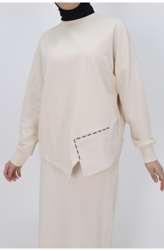 Puane 2 İp Kumaş Garnili Etekli Takim 14188-03 Taş