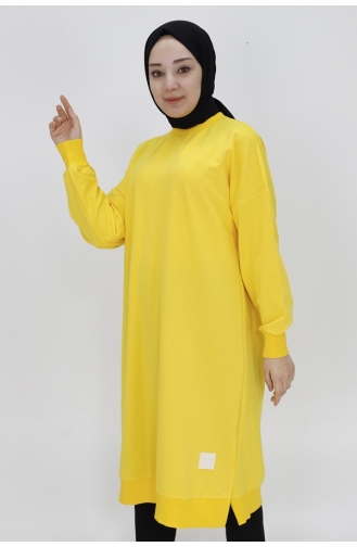 Puane 2 İp Kumaş Uzun Boy Basic Sweatshirt 30645-02 Sarı