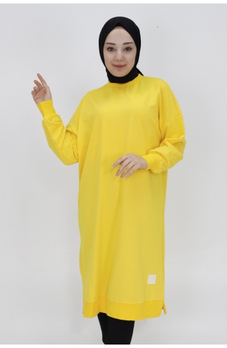 Puane 2 İp Kumaş Uzun Boy Basic Sweatshirt 30645-02 Sarı
