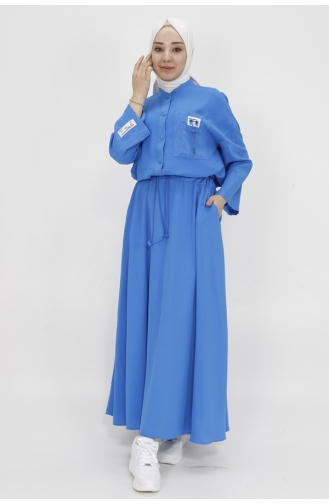 Pointed Sleeve Pocket Burning Patterned Aerobin Fabric Skirt Suit 14196-02 Saks 14196-02