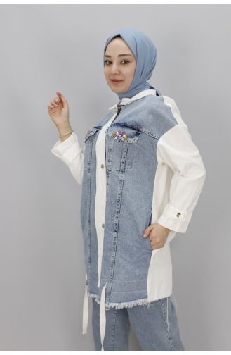 Score Denim 2-Faden-Stoffjacke Mit Steintaschen 15155-01 Ecru 15155-01