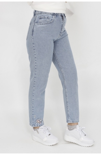 Pantalon Jean Mom Jeans Stoned 28117-01 Bleu Glace 28117-01