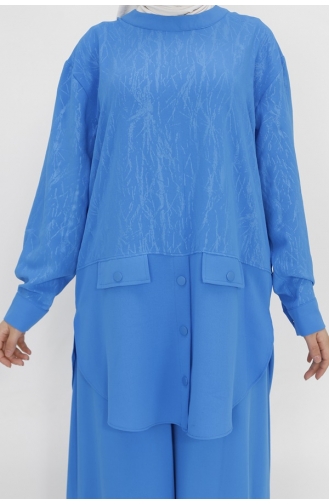 نوكتاي بدلة قماش ايروبين مُزخرفة بتفاصيل جيوب وهمية 14195-03 لون ازرق 14195-03