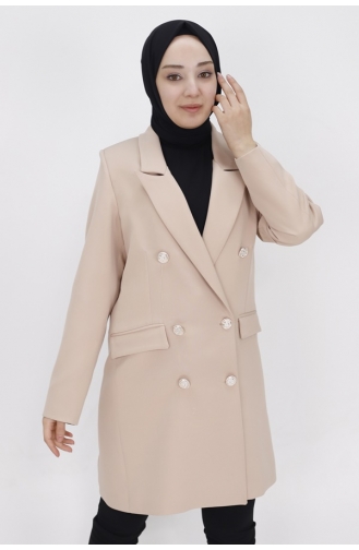 Fake-Blazer Mit Taschendetail Und Zweireihigem Kragen 2401-04 Stone 2401-04