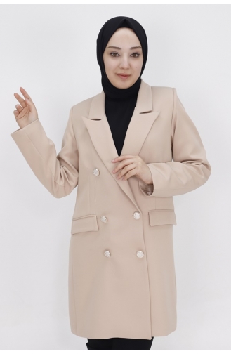 Fake-Blazer Mit Taschendetail Und Zweireihigem Kragen 2401-04 Stone 2401-04