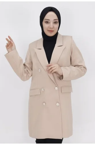 Fake-Blazer Mit Taschendetail Und Zweireihigem Kragen 2401-04 Stone 2401-04
