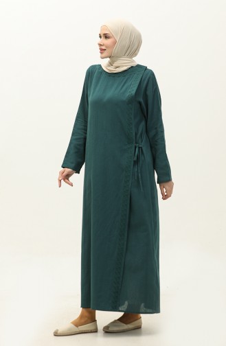 Şile Doek Geborduurde Abaya 0096-06 Petrol 0096-06