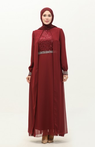 Chiffon Evening Dress 52876-01 Burgundy 52876-01