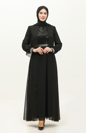 Abendkleid Aus Chiffon 52876-02 Schwarz 52876-02