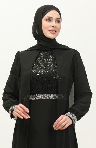 Robe De Soirée Mousseline 52876-02 Noir 52876-02