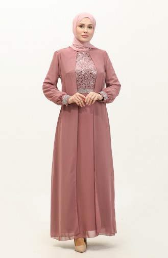 Robe De Soirée Mousseline 52876-03 Rose Poudré 52876-03