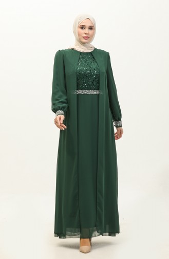 Chiffon Evening Dress 52876-04 Emerald Green 52876-04