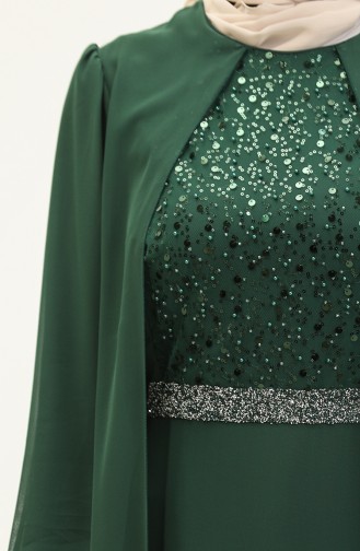 Robe De Soirée Mousseline 52876-04 Vert Emeraude 52876-04