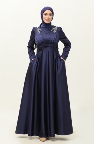 Abendkleid Aus Satin 52880-01 Marineblau 52880-01