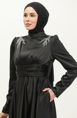 فستان سهرة ساتان 52880-02 أسود 52880-02