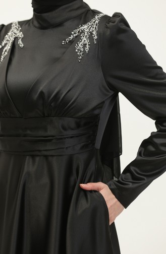 Satin Evening Dress 52880-02 Black 52880-02