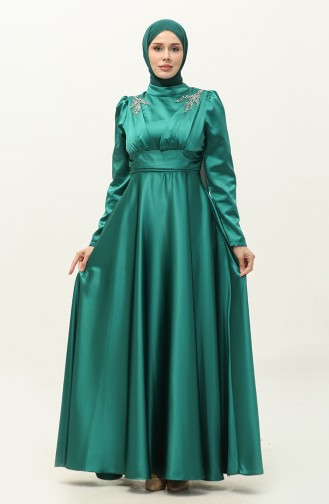 Satin Evening Dress 52880-03 Emerald Green 52880-03
