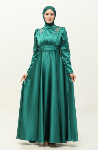 Robe De Soirée Satin 52880-03 Vert Pétrole 52880-03