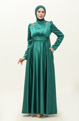 Satin Evening Dress 52880-03 Emerald Green 52880-03