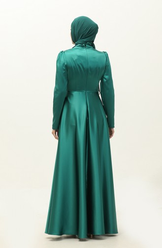 Robe De Soirée Satin 52880-03 Vert Pétrole 52880-03