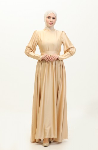 Abendkleid Aus Satin Mit Körbchen 6080-09 Gold 6080-09