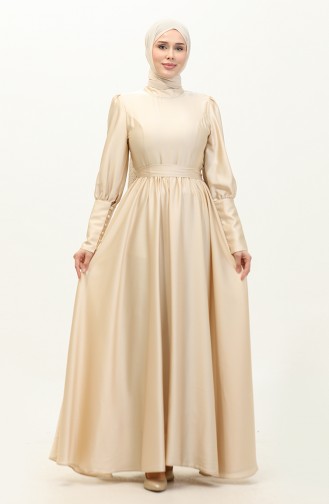 Abendkleid Aus Satin Mit Körbchen 6080-10 Hellbeige 6080-10