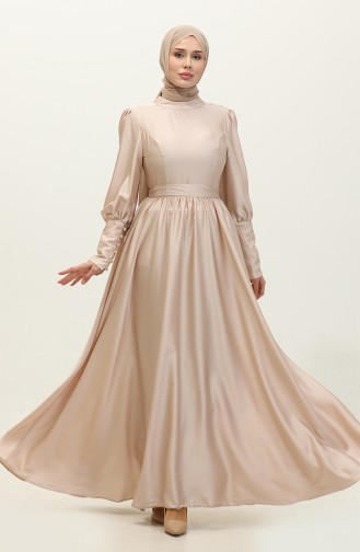 Abendkleid Aus Satin Mit Körbchen 6080-14 Hellpuder 6080-14