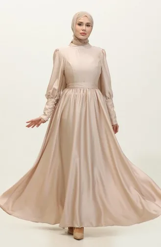 Abendkleid Aus Satin Mit Körbchen 6080-14 Hellpuder 6080-14