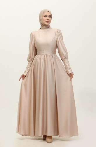 Abendkleid Aus Satin Mit Körbchen 6080-14 Hellpuder 6080-14