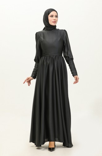 Abendkleid Aus Satin Mit Körbchen 6080-15 Geräuchert 6080-15