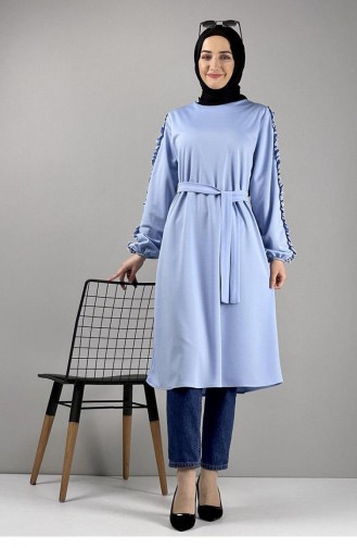 Sleeve Detailed Hijab Tunic 0126-02 Baby Blue 0126-02