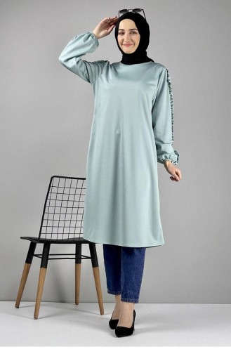 Mouw Gedetailleerde Hijab Tuniek 0126-11 Mint 0126-11