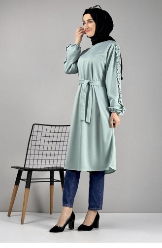 Sleeve Detailed Hijab Tunic 0126-11 Mint 0126-11