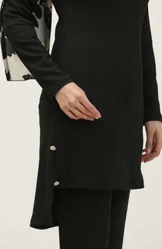 Düğme Detaylı Tunik Pantolon İkili Takım 0101DA-04 Siyah