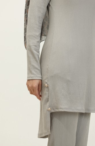 Button Detailed Two Piece Suit 0101DA-06 Gray 0101DA-06