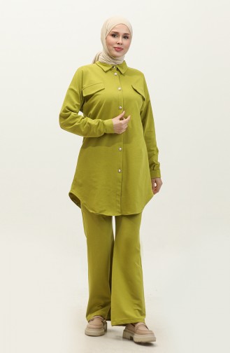 Buttoned Two Piece Suit 1310-05 Pistachio Green 1310-05