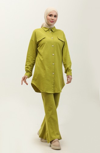 Buttoned Two Piece Suit 1310-05 Pistachio Green 1310-05