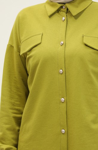 Düğmeli Tunik Pantolon İkili Takım 1310-05 Fıstık Yeşili