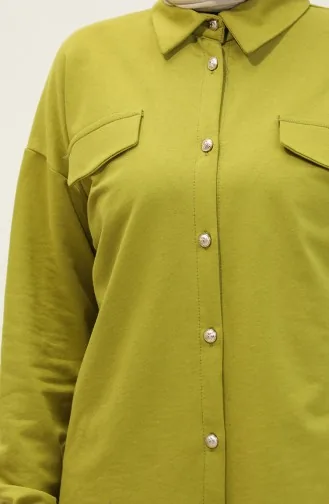 Ensemble Deux Pièces Tunique Pantalon Boutonné 1310-05 Vert Pistache 1310-05