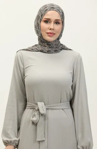 Robe Ceinturée Ourlet Fronce 0202DA-02 Gris 0202DA-02