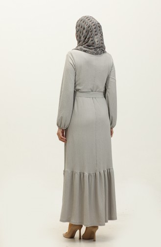 Kleid Mit Gerafftem Saum Und Gürtel 0202DA-02 Grau 0202DA-02