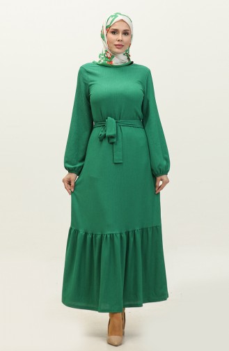 Shirred Skirt Belted Dress 0202DA-03 Green 0202DA-03