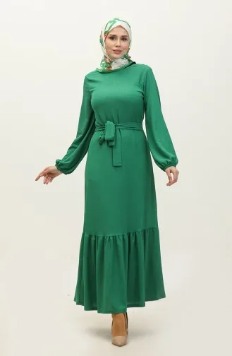 Kleid Mit Gerafftem Saum Und Gürtel 0202DA-03 Grün 0202DA-03