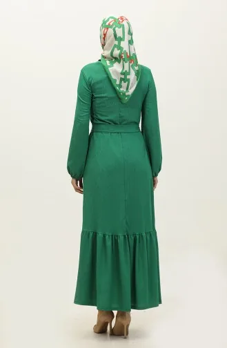 Kleid Mit Gerafftem Saum Und Gürtel 0202DA-03 Grün 0202DA-03