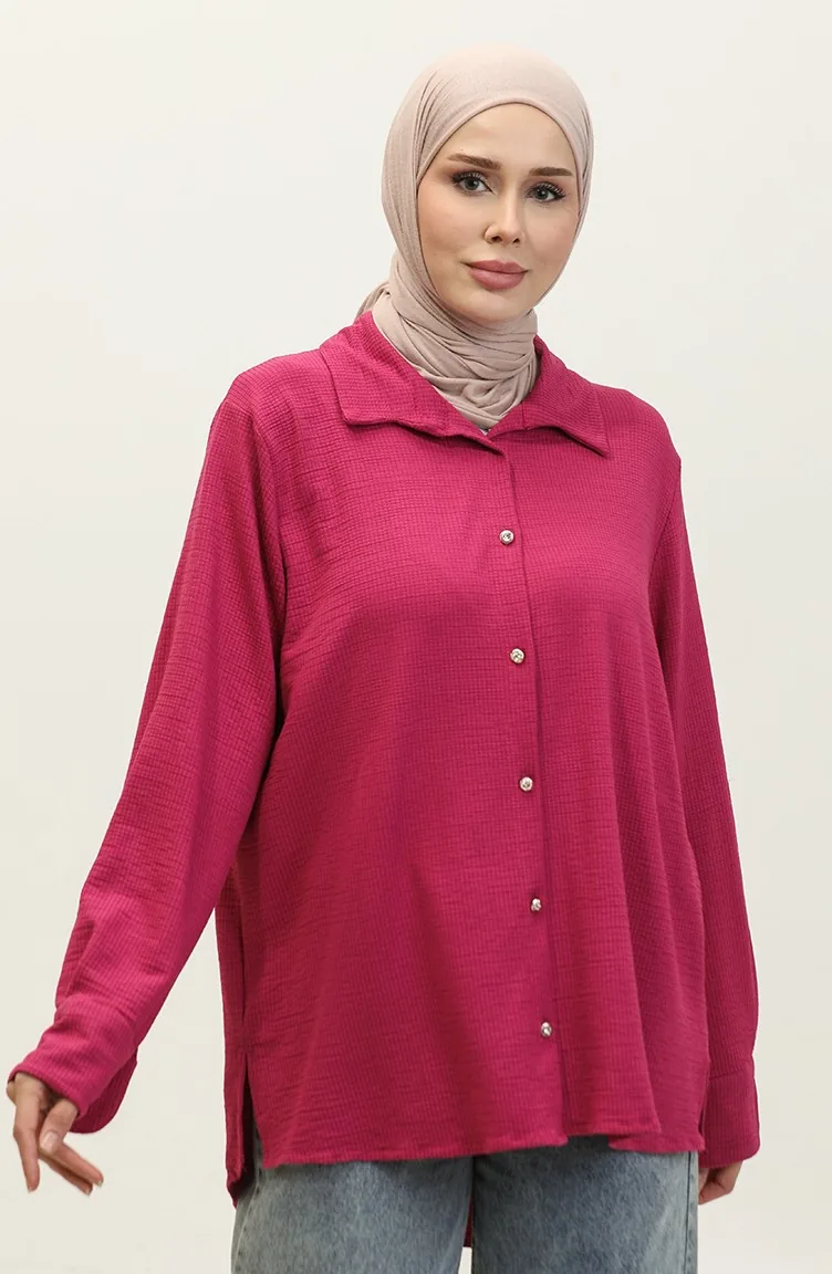 Tunique A Boutons 2145-01 Fuchsia 2145-01